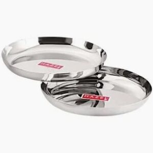 Hazel Stainless Steel Plates Set Silver Pack Of 2