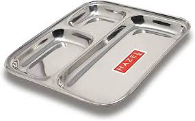 Hazel Aluminium 3 Compartment Stainless Steel Plates