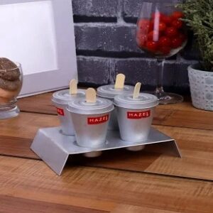 Hazel Aluminium Ice Cream Mould Kulfi Mould Silver 4 Pcs