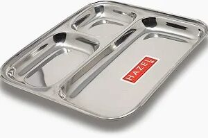 Hazel Aluminium 3 Compartment Stainless Steel Plates