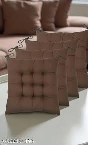 Pack Of 5 Chair Pad Microfiber Square Chair Pad Brown Colour