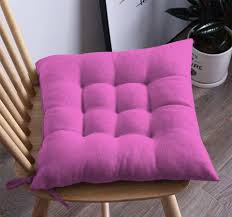 Pack Of 4 Chair Pad Microfiber Square Chair Pad Pink Colour 16X16 Inch