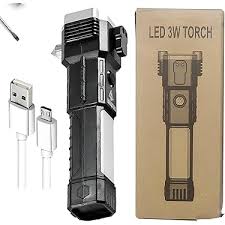 Rechargeable Led Torch Zoomable Focus 300 Lumens 3 Hand Torch