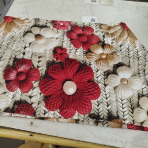 Beige And Red Flower Printed Pillow Cover 2Pcs