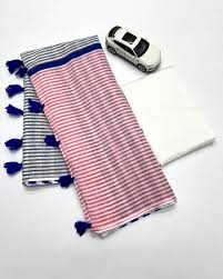 Designer Linen Saree Grey Red And White Colour Sarees