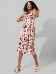 Azira Floral Printed Three Tied Dress Multi Colour Flower Size L