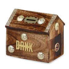 Wooden Money Hut Shaped Bank