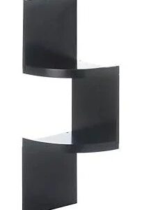 Black Corner 2 Tier Zig Zag Wall Shelf