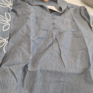 Chemistry Med Blue Floral Print Chambray Pure Cotton Top Size Xl