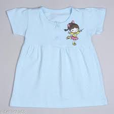 Girls Angle Frock Light Blue Size 3 To 6 Month