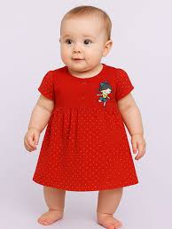 Baby Girls Midiknee Length Casual Dress Red Color Size 6 To 12 Month
