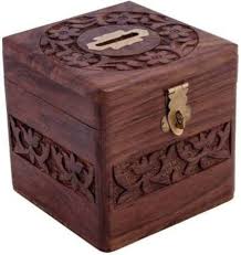 Wooden Brown Mini Money Bank