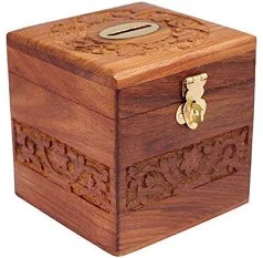 Wooden Brown Mini Money Bank
