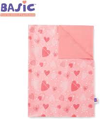 Super Bottom Peach Color Heart Print Bed Waterproof Baby Mat Size M