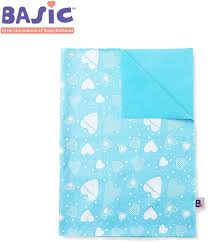 Super Bottom Sky Blue Color Heart Print Bed Waterproof Baby Mat Size M