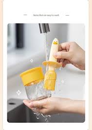 Oil Dispenser Bottle With Silicone Brush 200Ml Leakproof Plastic Oil Container Yellow