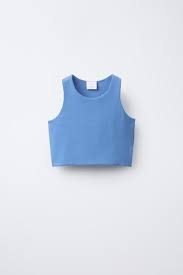 Zara Girls Crop Top Blue Size 13 To 14 Y