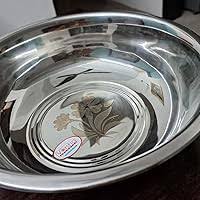 Akira 6 Laser Halwa Plates Heavy Stainless Steel Silver Steel