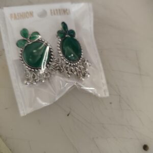 Artificial Stones Studded Beaded Oxidised Oval Shaped Studs For Women