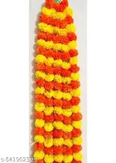 Yellow And Orange Artificial Marigold Flower Garland 5Pcs