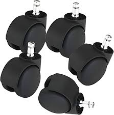 Black Heavy Duty Pin Type Nylon Office Chair Wheels Set Of 5