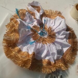 White With Gold Lace Dress For Laddu Gopal Size 5