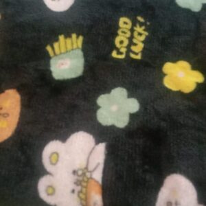 Black Woolen Printed Infant Baby Fluffy Blanket 2Ft