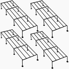 Rectangular Metal Indoor Outdoor Planter Stand Black Set Of 4