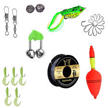 Fishing Tackle Kit With Line Frog Lure Hooks Swivels Sinkers Bell And Float 50M Line Green
