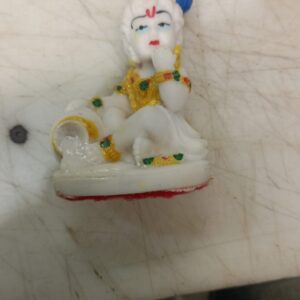 Seema Handicraft 5Inch Marble Gold Plated Lord Krishna Statue For Pooja Lord Krishna Makhan Gopal