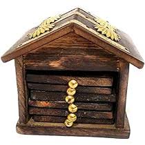 Wood Drink Coasters Hut Shaped 6 Pieces Coasters Set