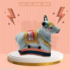 Nandi Maharaj Idol For Pooja Decorative Showpiece In Multi Color