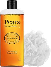 Pears Pure And Gentle Body Wash 250Ml With White Loofah