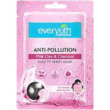 Everyuth Naturals Antipollution Pink Clay Charcoal Face Sheet Mask 1 Pc