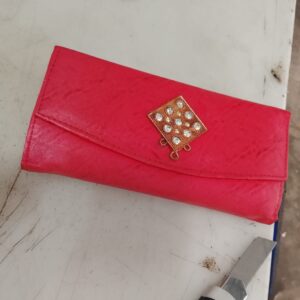 Red Faux Leather Womens Clutch Or Wallet