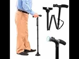 Metal Black Adjustable Walking Stick 1Pc