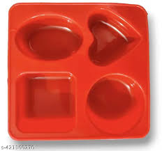 4 Cavity Slots Multi Shape Heart Square Oval Round Silicone Mould For Ice Tray