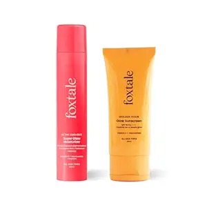 Foxtale Golden Glow Duo Spf 50 Glow Sunscreen Super Glow Moisturizer Vitamin C Niacinamide 50 50 Combo