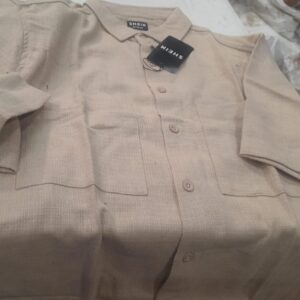 Shein Beige Mens Short Sleeve Shirt Size M
