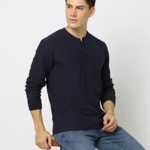 Dnmx Mens Full Sleeve Navy Blue Flat Knit T Shirt Size Xxl