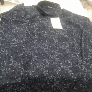 Shein Mens Printed Cotton Shirt Navy Blue Size L