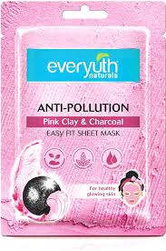 Everyuth Naturals Anti Pollution Pink Clay Charcoal Easy Fit Sheet Mask 25Ml