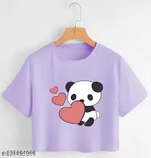 Lavender Colour Panda Print Top For Women Size M