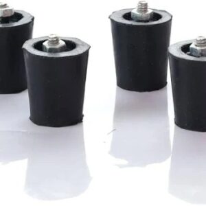Rubber Gas Stove Legs Black Anti Slip Feet With Inner Stainless Steel Nut And Bolt 4 Pcs