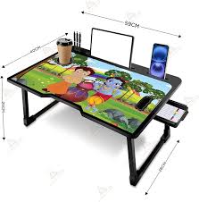 White Color Krishna Rainbow Print Study Table