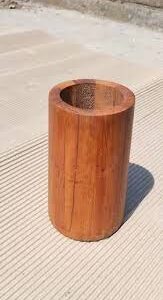 Polished 5 Inch Round Wooden Candle Holder Brown