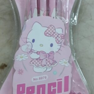 Trendy Sanrio Kuromi Pencils With Large Erasers 12Pcs Cartoon Stationery Set Pink Color