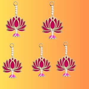 Diwali Decorative Lotus Hanging Latkan Wall Decor Items For Decoration Set Pack Of 5