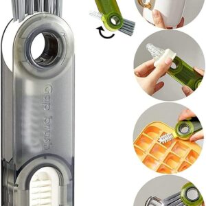 Plastic 3 In 1 Cup Lid Brush Set Grey Colour