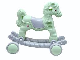 Plastic 1 Seater Green Rockin Rider Horse Toy 4 To 6 Yrs